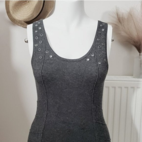 H&M Cami Knit Zip Up Dress with Silver Studs- Size 4- NWOT - Picture 1 of 9